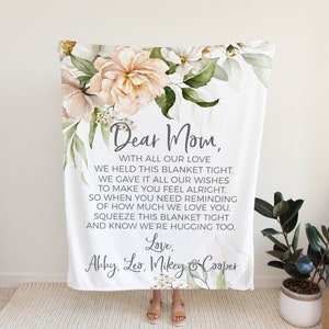 Dear Mom Blanket, Floral Mom Blanket, Love Letter Blanket, Personalized Blanket from Kids, Mother's Day Gift, Mothers Day Blanket