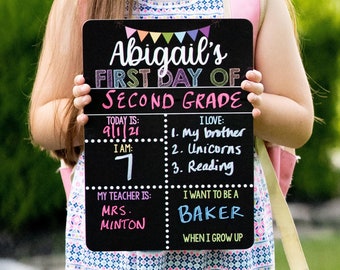 First and Last Day of School Sign, Liquid Chalk Dry Erase School Board, Reusable First Day of School Sign, Classic Pastel School Sign Set