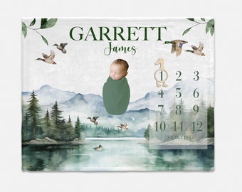 Mallard Duck Milestone Blanket, Gender Neutral Milestone Blanket, Month Baby Blanket, Duck Hunting Baby Blanket, Mallard Duck Nursery M30