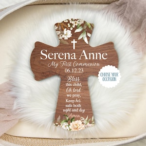 First Communion, Wooden Name Cross, Personalized Cross, Dedication Gift, Baptism Cross, Personalized Baptism Cross, Bless This Child Prayer