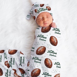 Football Swaddle Set, Football Baby Blanket, Personalized Sports Baby Blanket, Sports Nursery Theme, Football Nursery, Football Baby B94