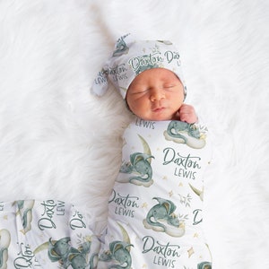 Dragon Swaddle Blanket, Dragon Personalized Baby Blanket, Baby Blanket, Personalized Baby Blanket, Baby Shower Gift, Dragon Swaddle Set B49
