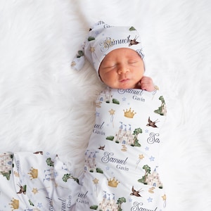 Prince Swaddle Set, Personalized Prince Castle Baby Blanket, Prince Swaddle Blanket, New Baby Gift, Prince Nursery, B22