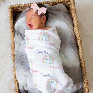 Pastel Rainbow Baby Blanket, Personalized Baby Blanket, Rainbow Baby Blanket, Baby Shower Gift, Rainbow Baby Blanket, Rainbow blanket T28