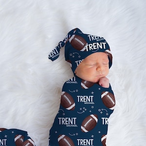 Football Swaddle Set, Football Baby Blanket, Personalized Sports Baby Blanket, Sports Nursery Theme, Football Nursery, Football Baby B43