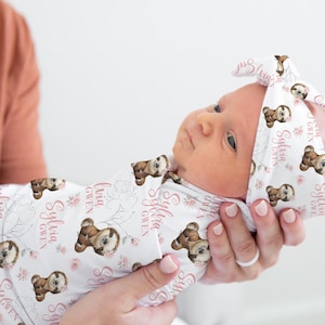 Girl Sloth Swaddle Set, Sloth Swaddle Blanket, Personalized Baby Blanket, Sloth Nursery Theme, Newborn Blanket, Pink Rose Sloth Blanket S45