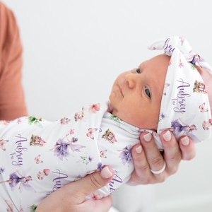 Fairy Swaddle Set, Fairy Garden Swaddle Blanket, Fairy Swaddle, Personalized Fairy Blanket, Fairy Nursery, Butterfly Fairy Blanket G77