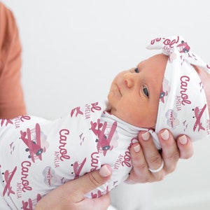 Personalized Airplane Swaddle Blanket Pink Sky Name Baby Blanket Newborn Baby Girl Coming Home Outfit Hospital Photo Outfit Baby Shower Gift Etsy