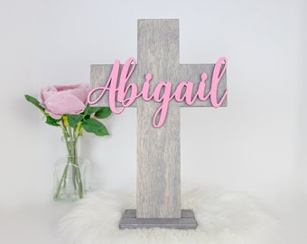 Christening Gift, Wooden Name Cross, Personalized Cross, First Communion Gift, Baptism Cross, Personalized Baptism Cross, Easter Basket Gift