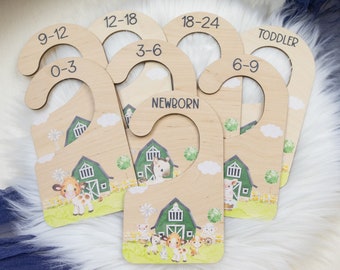 Farm Clothing Dividers, Farm Animals Baby Clothing Divider, Wood Wardrobe Divider, Nursery Closet Divider, Farm Nursery Theme C28