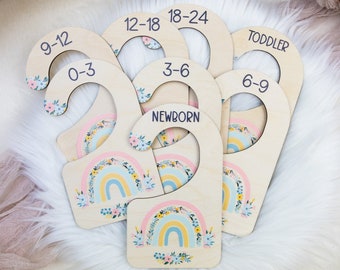 Rainbow Clothing Dividers, Boho Rainbow Baby Clothing Divider, Wood Wardrobe Divider, Nursery Closet Divider, Girl Rainbow Nursery T32