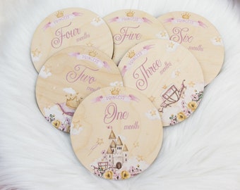 Princess Milestone Cards, Castle Princess Milestone Markers, Wood Milestone Cards, Baby Milestones, Photo Prop, Princess Nursery Theme G19