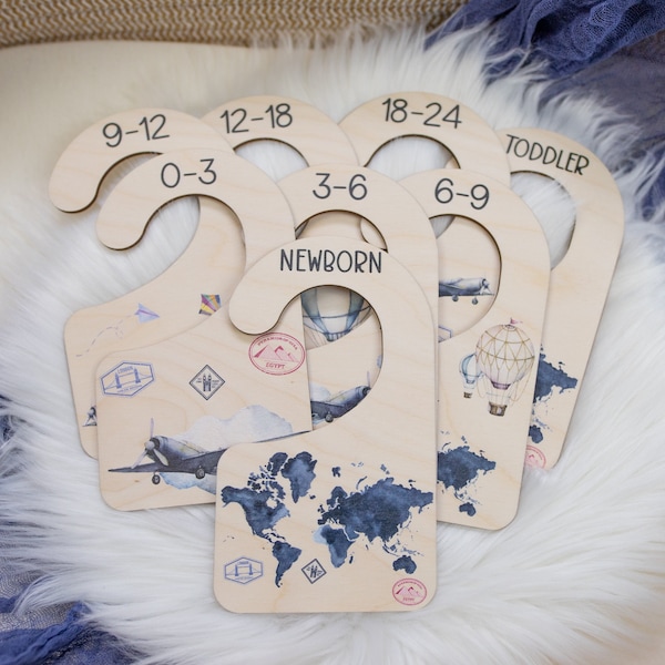 World Map Clothing Dividers, Adventure Baby Clothing Divider, Wood Wardrobe Divider, Nursery Closet Divider, Adventure Nursery Theme T1