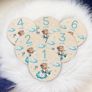Bear Airplane Milestone Cards, Teddy Bear Milestone Markers, Wood Milestone Card, Baby Milestones, Photo Prop, Bear Nursery Theme T62