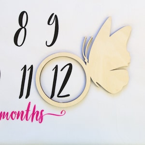 Butterfly Milestone Marker, Baby Milestone Blanket Marker, Baltic Birch Wood Milestone Marker, Baby Shower Gift, Photo Prop, Month Marker