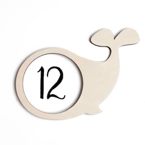 Whale Milestone Marker, Baby Milestone Blanket Marker, Baltic Birch Wood Milestone Marker, Baby Shower Gift, Photo Prop, Month Marker