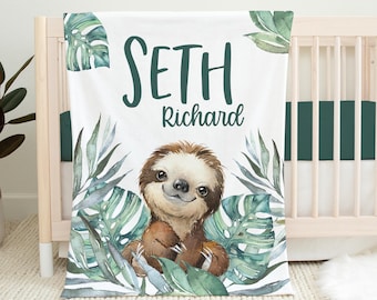 Personalized Sloth Baby Blanket – Custom Name, 30x40 Inches, Flannel Fleece | Baby Shower Gift, Nursery Blanket - View #10