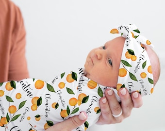 Oranges Baby Blanket, Personalized Baby Blanket, Clementine Baby Blanket, Baby Shower Gift, Orange Baby Blanket, Summer Fruit blanket F50