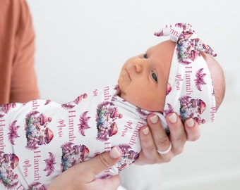 Pink Mushroom Swaddle Set, Woodland Baby Blanket, Personalized Swaddle Blanket, Girl Mushroom Baby Blanket, Name Blanket, Mushroom W64