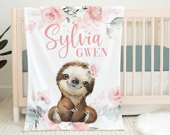 Personalized Sloth Baby Blanket – Custom Name, 30x40 Inches, Flannel Fleece | Baby Shower Gift, Nursery Blanket - View #6