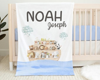 Noah's Ark Blanket, Noah Ark Nursery Blanket, Personalized Baby Blanket, Noah's Ark Nursery Theme, Newborn Blanket, Noah's Ark Baby S35