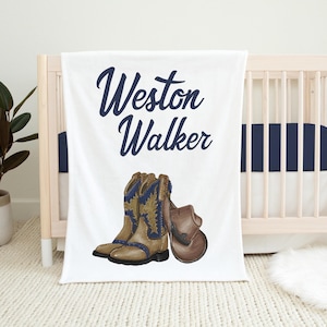 Cowboy Blanket, Personalized Cowboy Baby Blanket, Cowboy Baby Blanket, New Baby Gift, Cowboy Nursery Theme D8