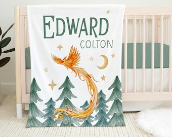 Phoenix Blanket, Personalized Phoenix Baby Blanket, Phoenix Fantasy Nursery,  New Baby Gift, Phoenix Nursery Theme, Phoenix Baby Shower B30