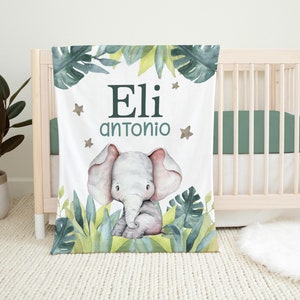 Safari Blanket, Elephant Nursery Blanket, Personalized Baby Blanket, Safari Nursery Theme, Safari Newborn Blanket, Elephant Nursery S30