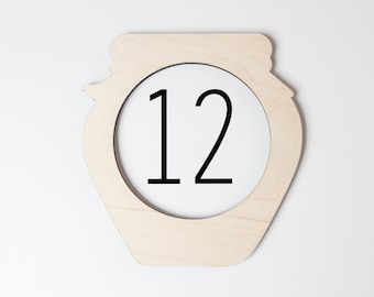 Honey Pot Milestone Marker, Baby Milestone Blanket Marker, Baltic Birch Wood Milestone Marker, Blanket Monthly Marker, Bee Honey Photo Prop