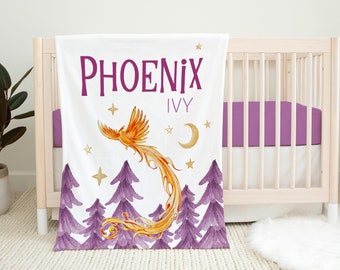Phoenix Blanket, Personalized Phoenix Baby Blanket, Phoenix Fantasy Nursery,  New Baby Gift, Phoenix Nursery Theme, Phoenix Baby Shower B30