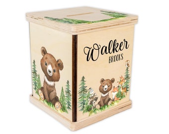 Woodland Piggy Bank, Woodland Nursery, Personalized Piggy Bank, Woodland Custom Coin Bank, Woodland Nursery, Woodland Toddler Gift, W27