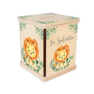 Lion Piggy Bank, Lion Nursery, Baby Girl Gift, Personalized Piggy Bank, Toddler Room Gift, Safari Coin Bank, Baby Shower Gift, S8