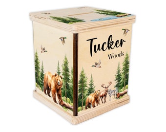 Woodland Piggy Bank, Woodland Nursery, Personalized Piggy Bank, Woodland Custom Coin Bank, Woodland Nursery, Hunting Coin Bank, W67