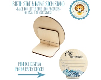 Wooden Sign Display Stand for The Little Blue Lion Wooden Birth Stat Signs and Name Signs