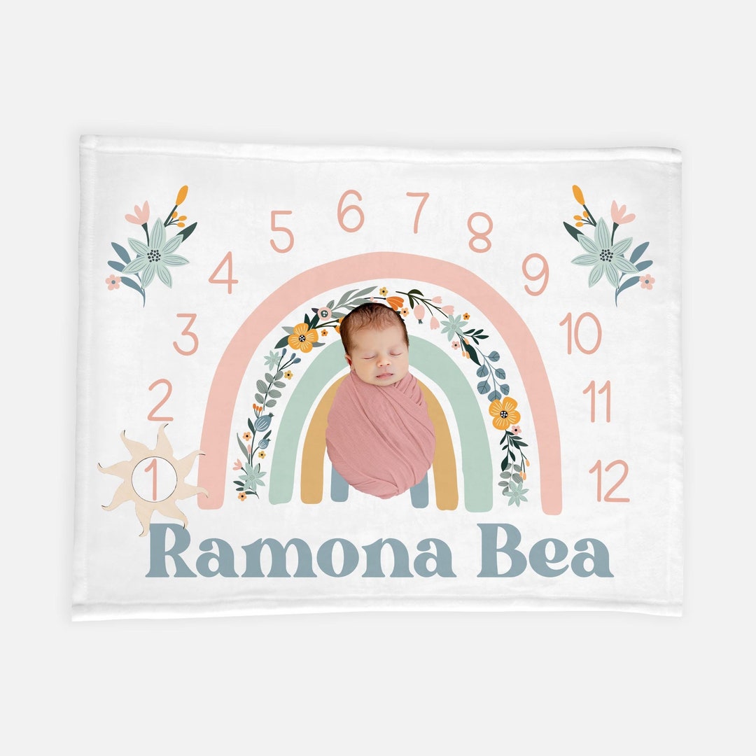 Sugar + Maple Neutral Rainbow Arch Milestone Blanket - Non-Personalized main image 0