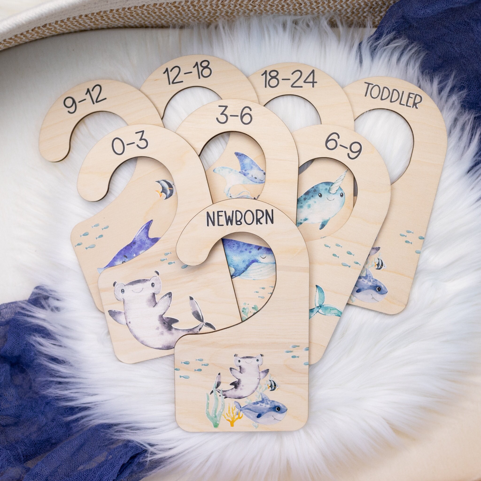 7Pcs Baby Wardrobe Dividers, Cute Baby Closet Organizers Durable Wood