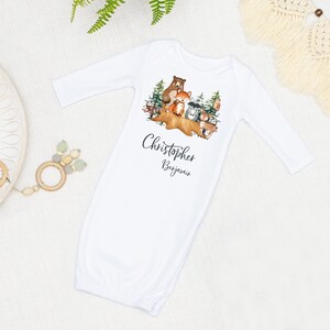 Woodland Baby Sleeping Gown, Woodland Animal Gown, Baby Shower Gift, Woodland Baby Shower Gift, Woodland Newborn Gown, W1