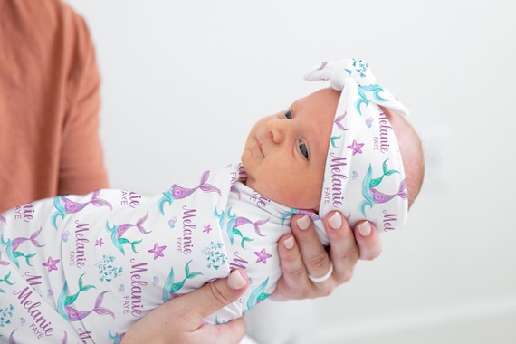 Mermaid Tail Swaddle Blanket Mermaid Personalized Baby Blanket