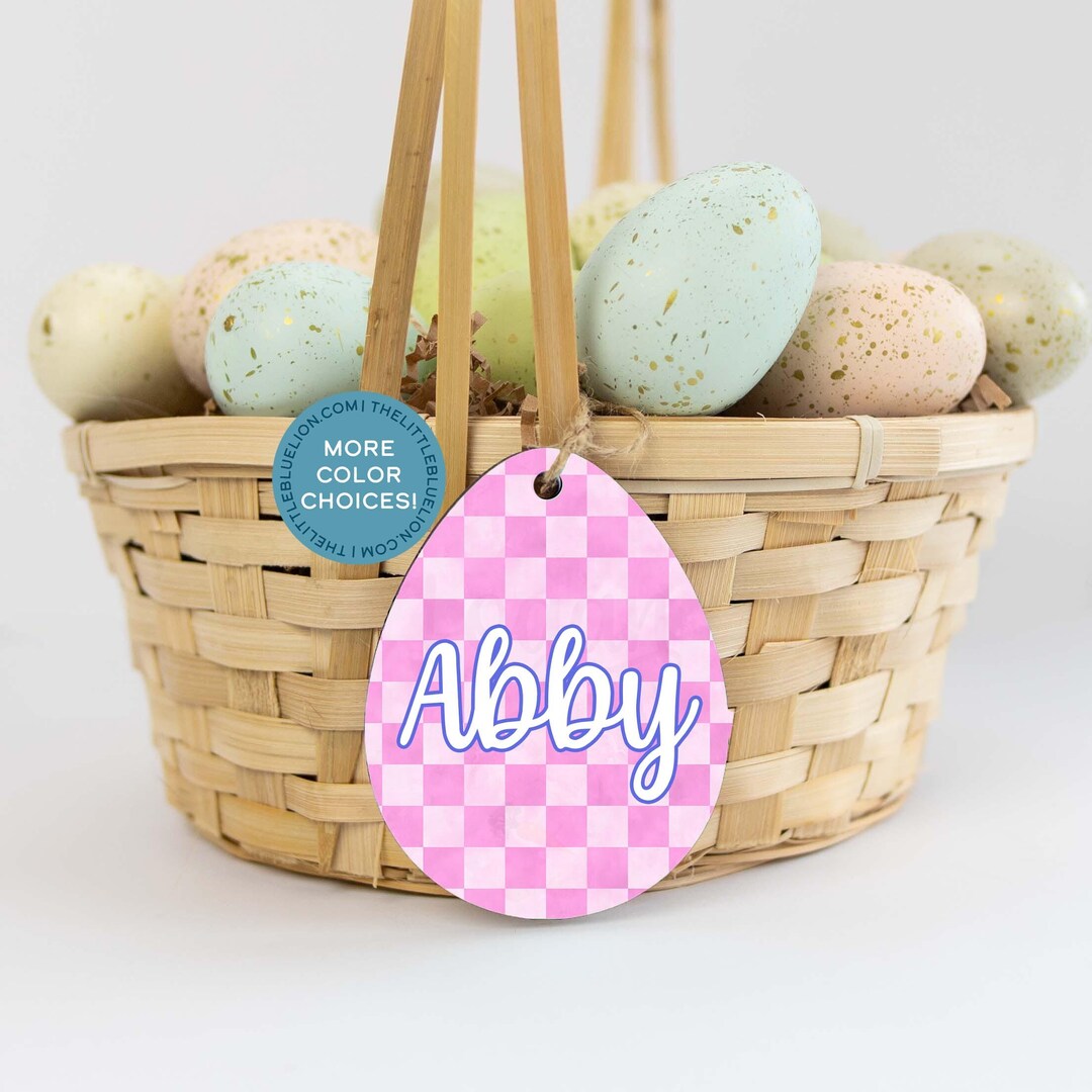 Easter Basket Name Tag for Kids, Personalized Name Tag, Wooden Egg Tag