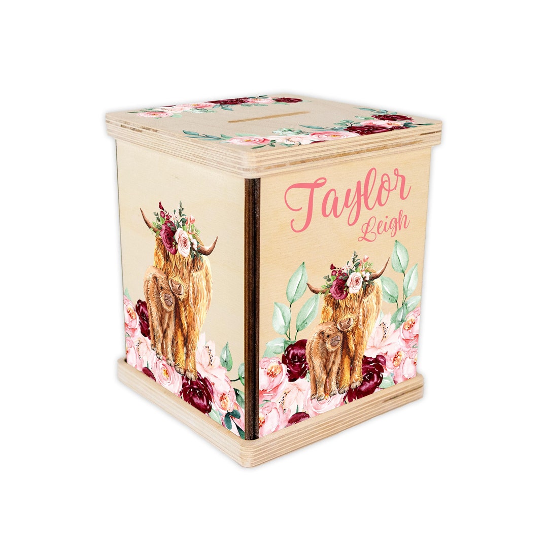 Highland Cow Piggy Bank, Girl Highland Cow Nursery, Baby Boy Gift