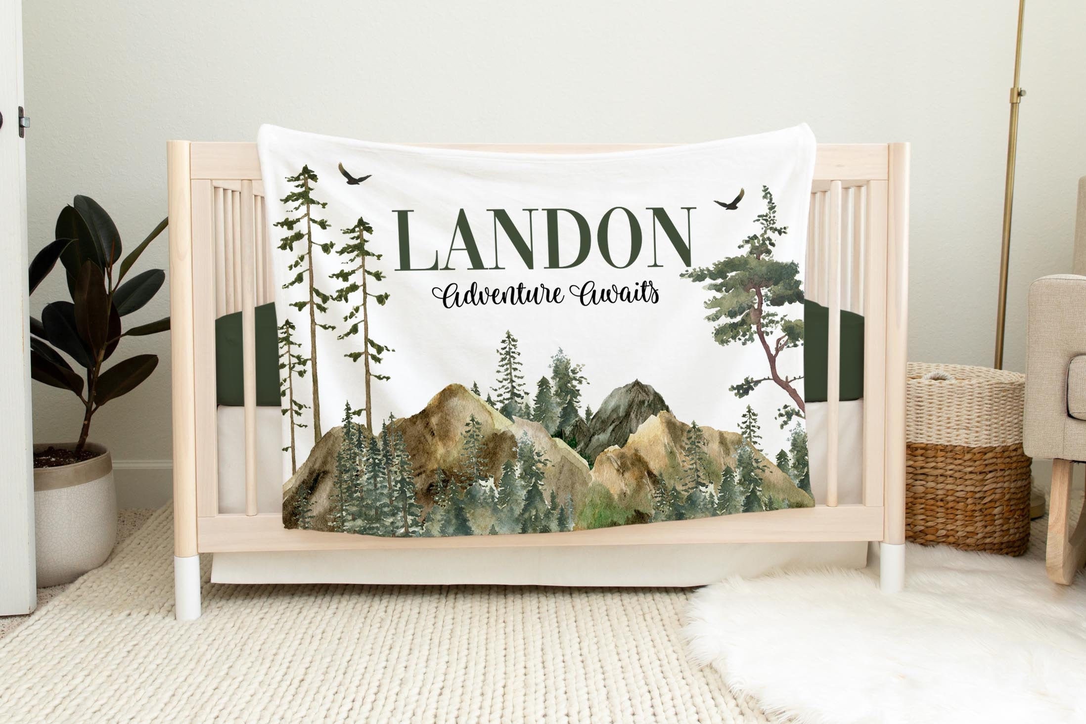 Mountains Nursery Baby Blanket Adventure Awaits Baby Blanket New Baby Gift Mountain Baby Blanket Forest Mountain Blanket W8 Etsy