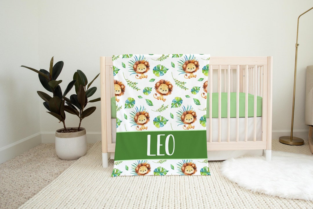 Lion Baby Blanket, Safari Crib Bedding, Personalized Baby Blanket ...
