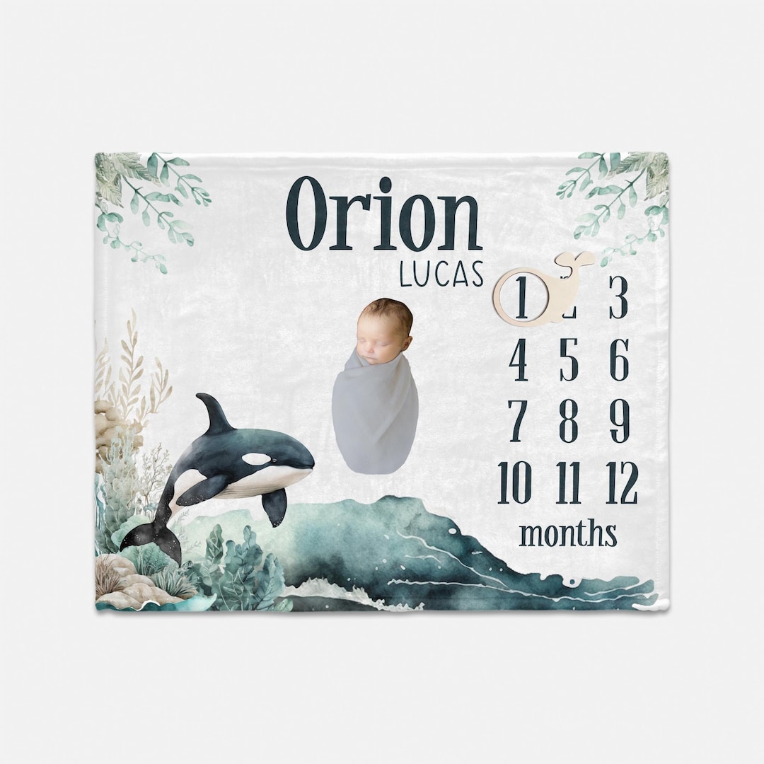 Whale Milestone Blanket, Under the Sea Milestone Blanket, Baby Boy ...