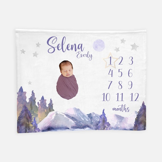 Personalized Baby Milestone Blanket - Elephant Design, Add Name, Perfect For Photos & Gifts (60x40 Inches)