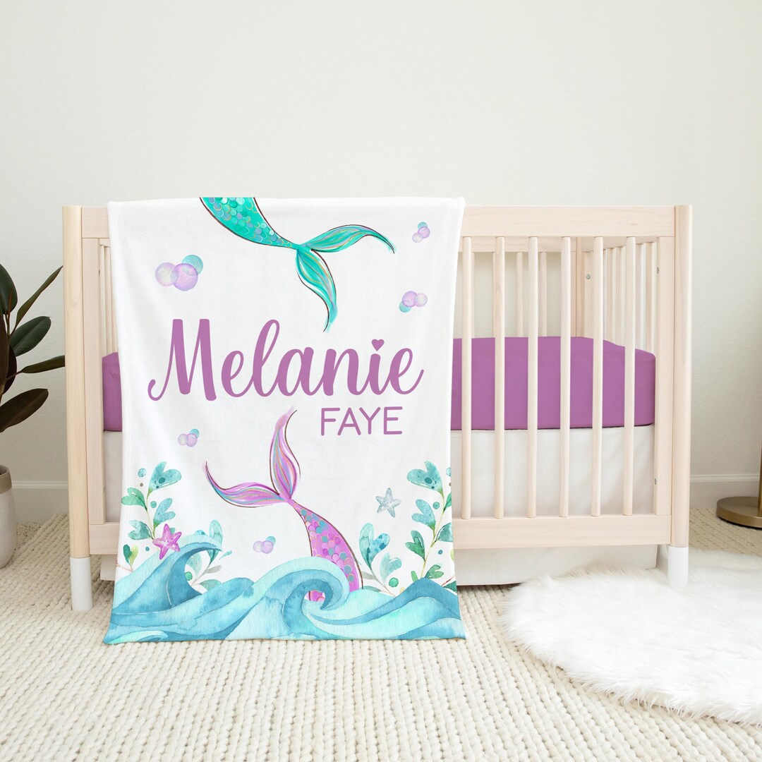Mermaid Baby Blanket, Mermaid Tail Blanket, Mermaid Nursery, Ocean Life