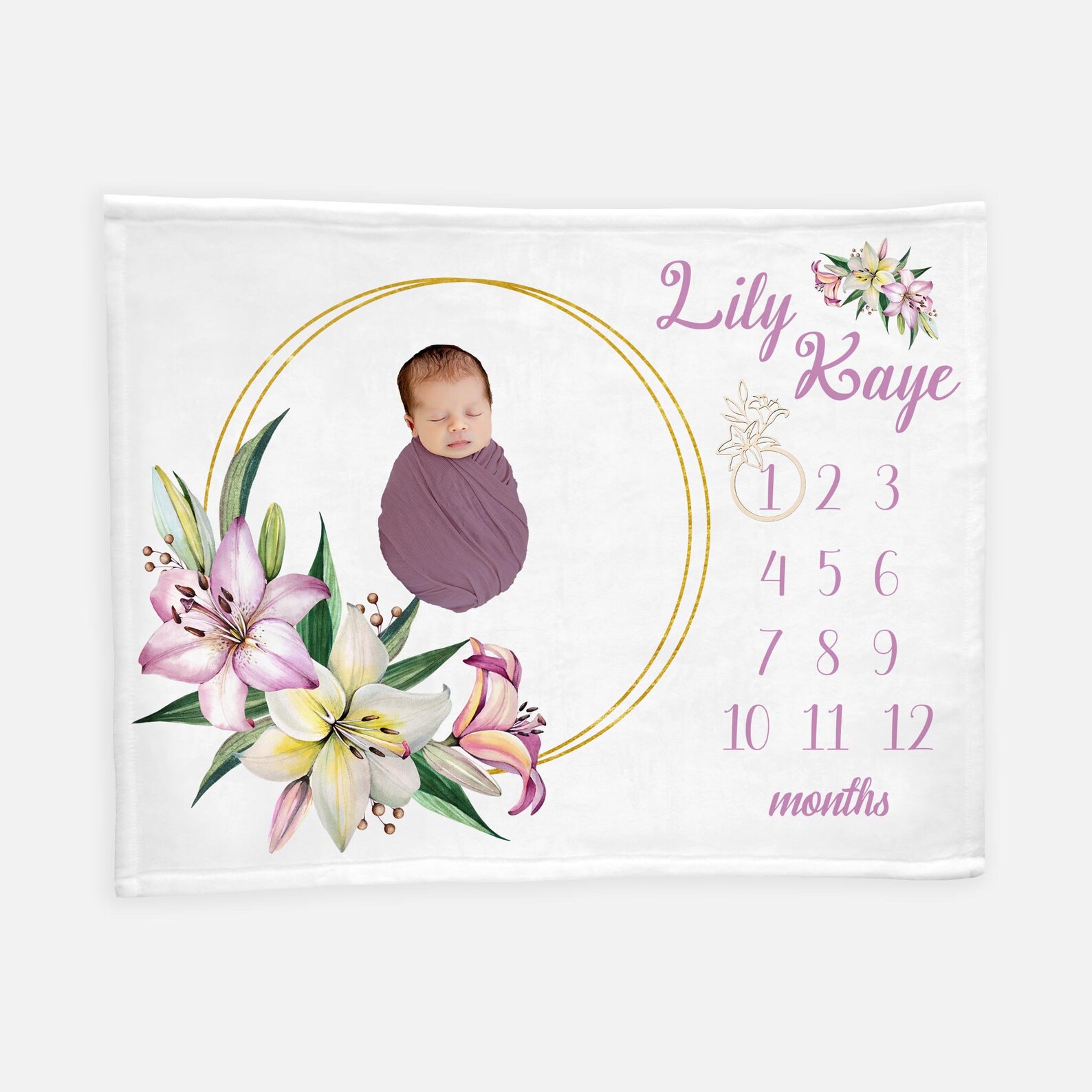 Lily Baby Girl Milestone Blanket Lily Flower Baby Milestone Etsy