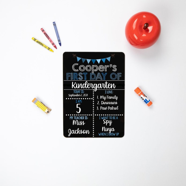 First and Last Day of School Sign, Liquid Chalk Dry Erase School Board, Reusable First Day of School Sign, Classic Blue School Sign Set 