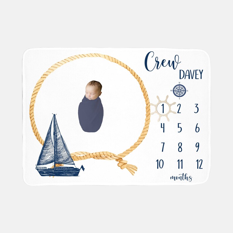 Nautical Baby Milestone Blanket Sailboat Boy Blanket Sailor Etsy
