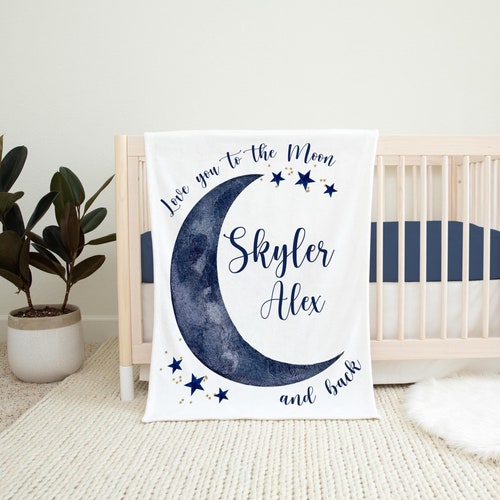 Luna Blanket Personalized Moon and Stars Baby Blanket Etsy