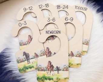 Horses Clothing Dividers, Cowboy Baby Clothing Divider, Wood Wardrobe Divider, Nursery Closet Divider, Western Nursery Theme C36
